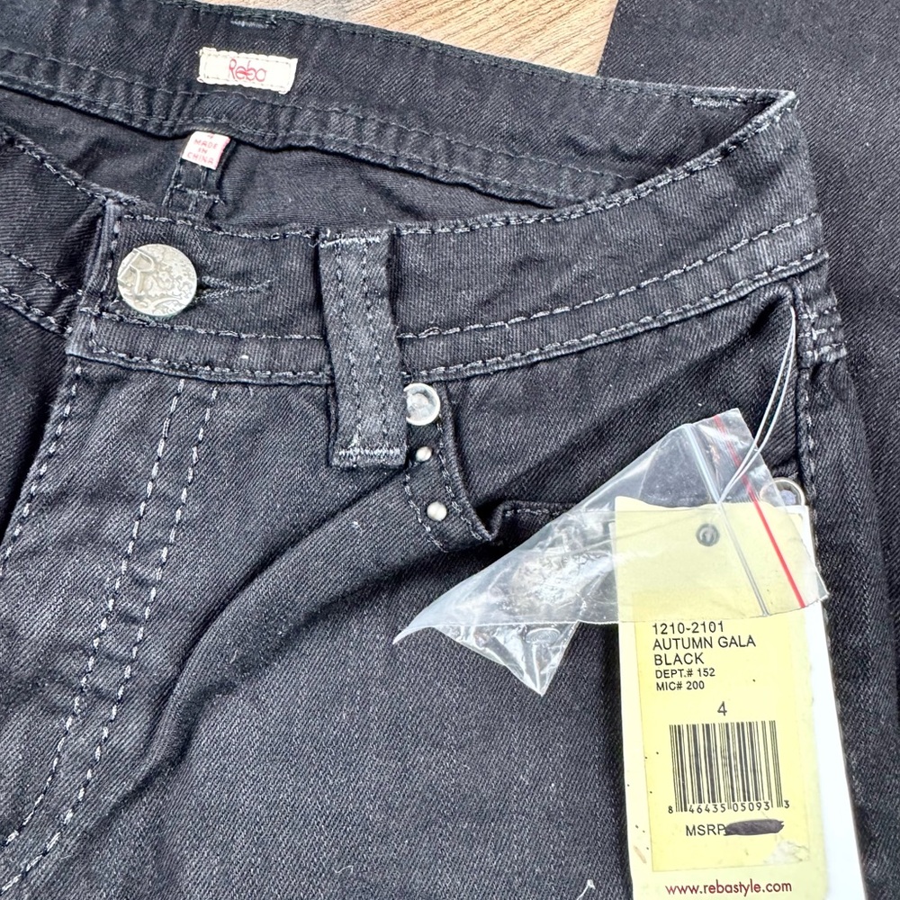 Reba  Black Denim Jeans Size 4 - Picture 3 of 7